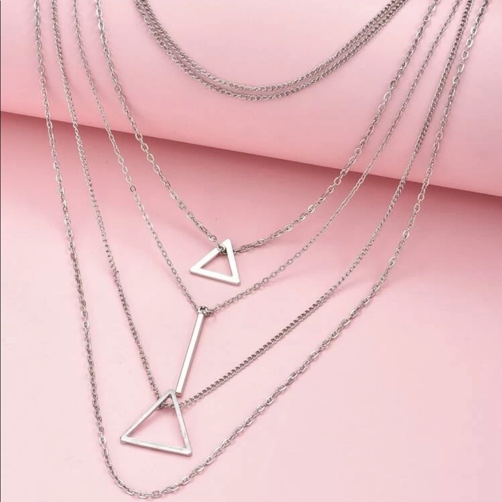 • Dallas • Layered Triangle + Bar Necklace - Picture 2 of 4